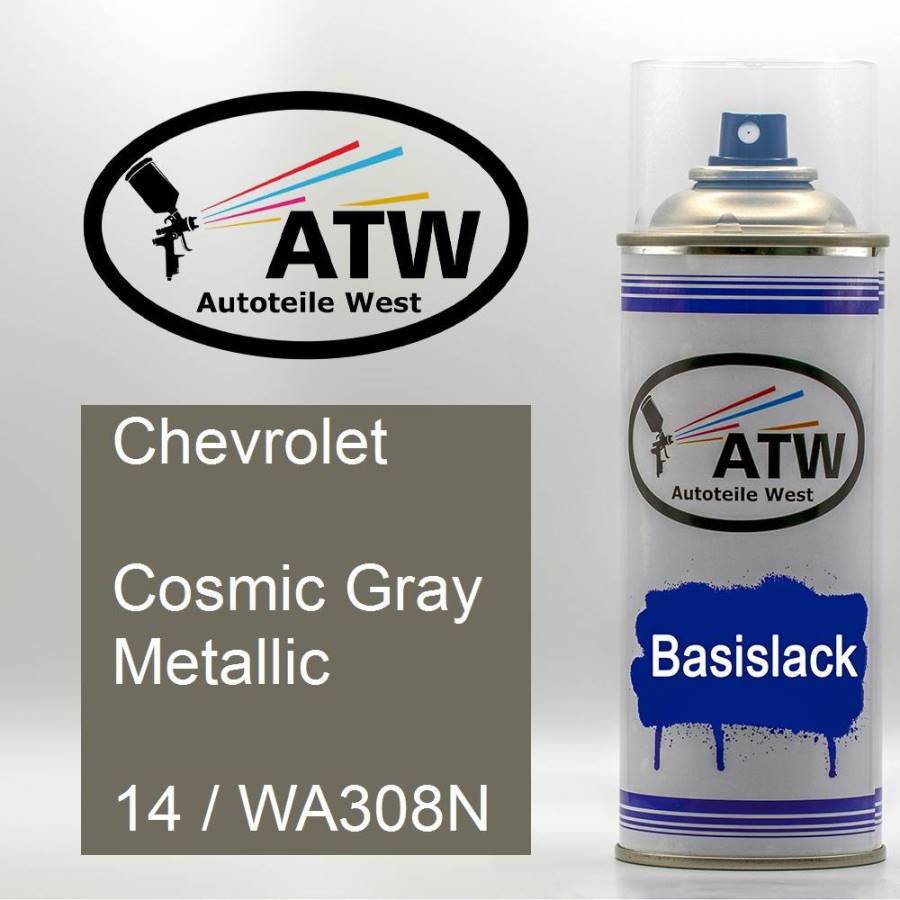 Chevrolet, Cosmic Gray Metallic, 14 / WA308N: 400ml Sprühdose, von ATW Autoteile West.